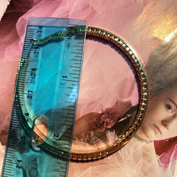 Big Gold Rhinestone Hoop Earrings - Picture 3 of 3